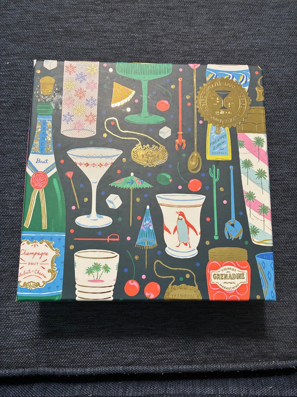 Galison Cocktail Motif Decorative Puzzle Box 1000 piece foil